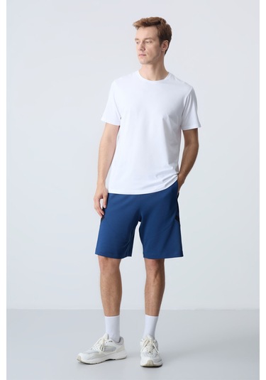 Tommy Life Parlament Pamuklu Kalın Yumuşak Dokulu Standart Fit Basic Erkek Şort - 81281 Mavi