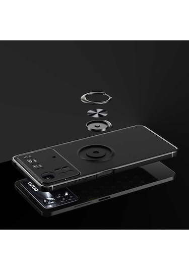 Xiaomi Poco M4 Pro 4G Kılıf Yüzüklü Magnetli Ravel Case Kapak