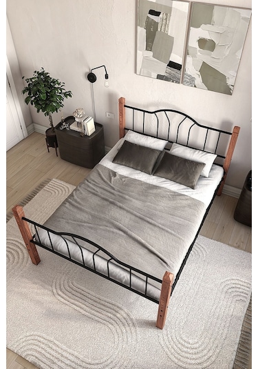 Argimo Pasifik Çift Kişilik Ferforje Metal Karyola Siyah 160 x 200