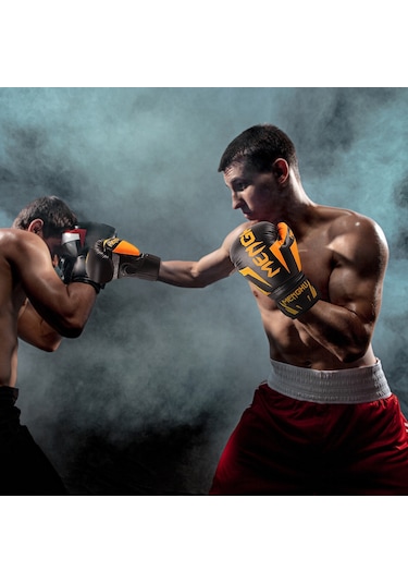 Moveevo Erkekler İçin 12oz Pu Deri Boks Eldiveni - Kaliteli Dolgu, Göğüs Ve Parmak Koruması, Havalandırmalı - Beyaz-siyah 27x16x12 Cm Çok Renkli