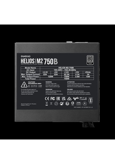 Gamdıas Helıos M2-750b, 750w, 80+ Silver, Aktif Pfc, Gamıng, Atx, Power Supply Psu