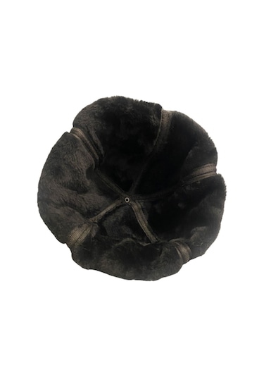 Deri Siyah Içi Kürklü Bere