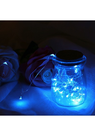 Mufunye Usb Kumandalı Mavi Led Bakır Tel Işık Zinciri - 6 Metre, Düşük Gerilim, Su Geçirmez, Esnek Tasarım Pil Yok Mavi