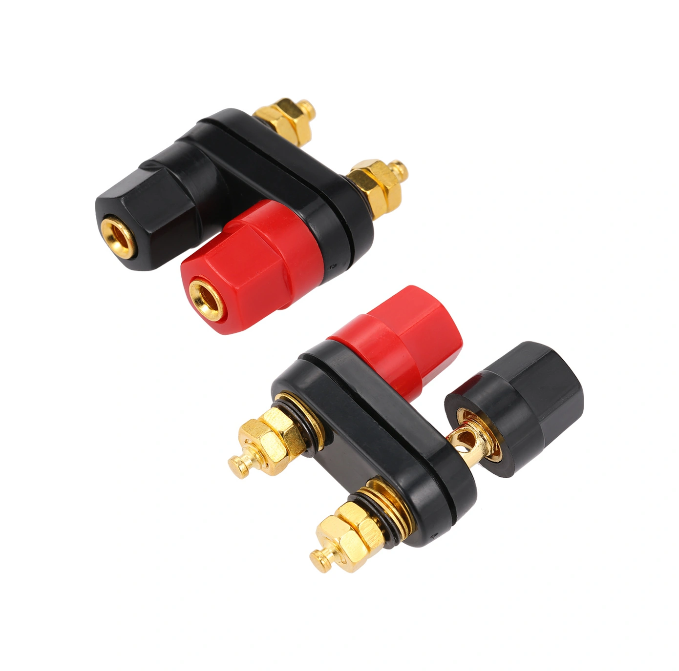 Neevoyu Hoparlör Amfi İçin 4mm Plastik+metal Çift Anahtar Bağlantı Kutusu, Kırmızı+altın+siyah, 2 Adet