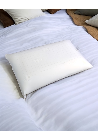 Hava Kanallı, Nefes Alabilir Ortopedik %100 Visco Yastık Yıkanabilir Kılıf Çantalı 60x40x15cm Beyaz
