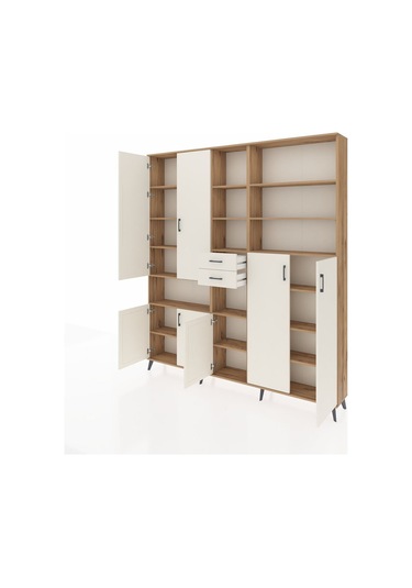 Arges Dolap 17 Raflı 2 Çekmeceli 7 Kapaklı 220x30x243 Çam-aytaşı/aytaşı Aytası/aytası