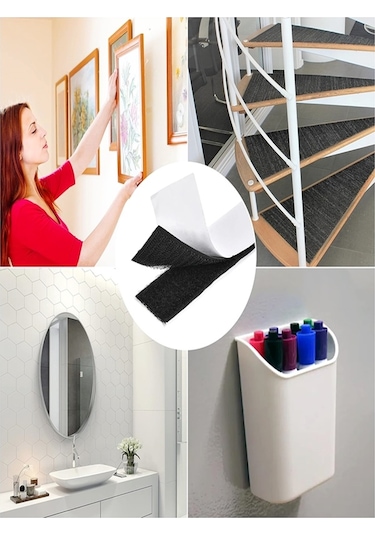 Yapışkanlı Cırt Bant 5cmx1m Siyah Arkası Yapışkanlı Cırt Bant