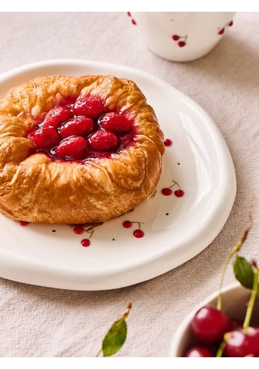 Roomi Kanel Desenli Seramik Düz Tabak 20,5 Cm 471442055 Beyaz