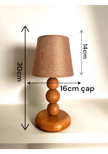 Bohem Ahşap Ayaklı Abajur - Vizon Vizon