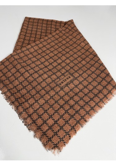 Eripek Desenli Flamalı Keten Eşarp- 06112 Kiremit