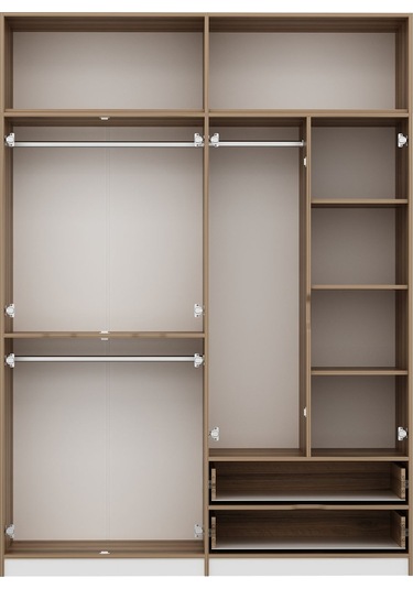 Elina 4 Kapaklı Yüklüklü Dolap - Dore/beyaz Beyaz