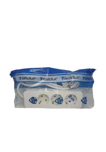 Asyagrup Seldur Üçlü Çocuk Korumalı Grup Priz 2 Metre Kablolu