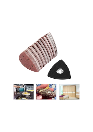 Xindoker 100 Adet 90mm Zımpara Kağıdı 60-240 + 1 Adet 80mm Üçgen Zımpara Pati Seti - Metal, Ahşap Ve Sentetik Malzemeler İçin Zımparalama Ve Parlatma