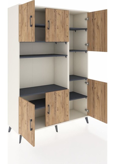 Hyperion Dolap 9 Raflı 6 Kapaklı 132x44x195 Aytaşı-çam/antrasit Atlas Çam/antrasıt