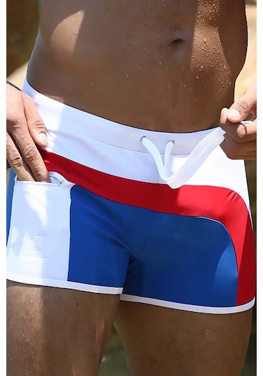 Angelsin Çok Renkli Likralı Erkek Deniz Şortu Çok Renkli