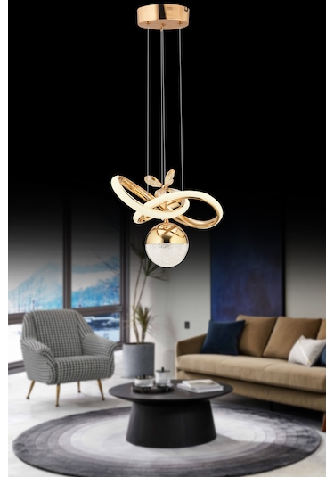 İstanbul Avize Begonvil Gold 3 Renkli Ledli Modern Lüx Led Avize