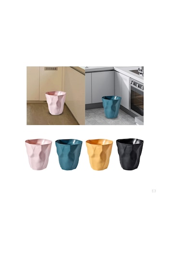 Pembe Çöp Kovası Dekoratif Kapaksız Nordic Üstü Açık Çöp Konteyneri Ev İçin Pembe