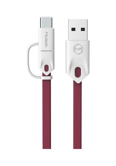 M-data 2in1 Type-c Micro Usb Şarj Data Kablosu Kırmızı