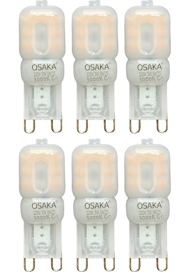 6 Adet Osaka 3w Sarı Işık 3000k Buzlu Dim Edilebilir G9 Duylu Led Kapsül Ampul
