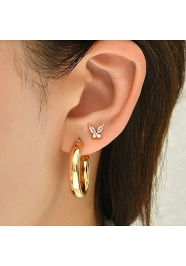 Heppii Gold Renkli Kelebek Helix Piercing Tragus Lob Conch 8 Mm Altın