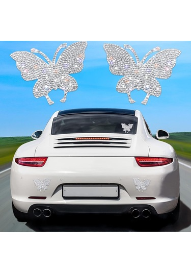 Parça Kristal Araba Çıkartmaları Kelebek Bling Kristal Yapay Elmas Araba Çıkartması Tamponlar Windows Dizüstü Bilgisayarlar İçin Çok Renkli