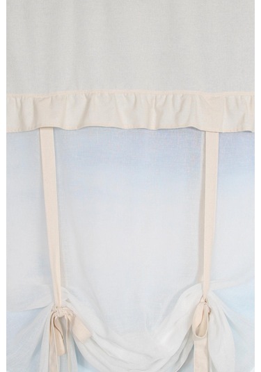 Naturel Potlu Tül Perde Retro Krem Fırfırlı Krem