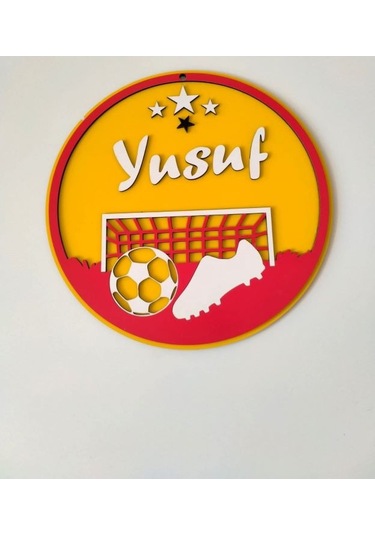 Kapı Süsü Yuvarlak Ahşap Sarı - Kırmızı