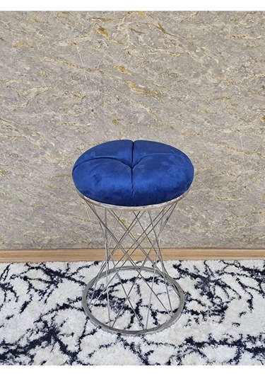 Yuvarlak Krom Kaplama Puf Oturak - Bench - Ayak Ucu Oturak - Tabu Çok Renki