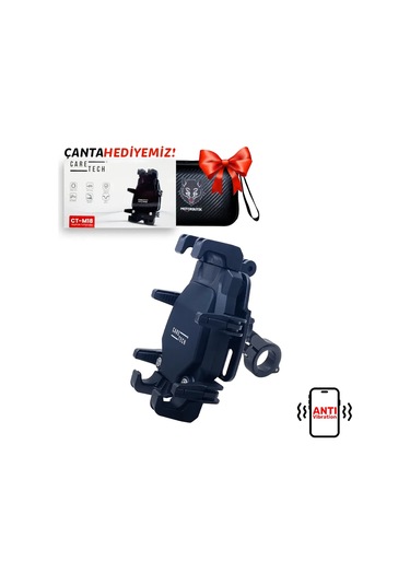 Ct-m18 Telefon Tutucu Titreşim Önleyici Motosiklet Gidon Montajlı 8 Pençeli Siyah Su Geçirmez Siyah