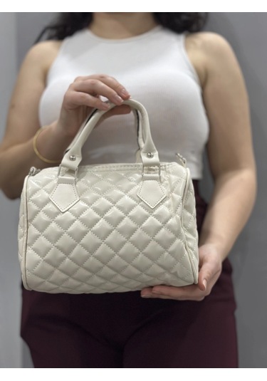 Biçomi Kapaksız Kapitone Krem Cilt Çanta Krem