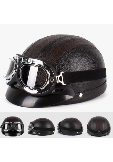 Bsddp A0318 Gözlüklü Pu Kask, Boyut: Bir Boyut Siyah Kahverengi Kahverengi