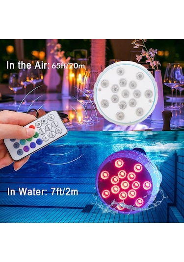 15 Led Su Altı Havuz Lambası, 16 Renk Su Altı Gölet Lambası, Vantuzlu Ip68 Su Geçirmez Küvet Lambası, Çeşmeler, Akvaryumlar İçin