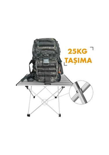 Electroon Taşınabilir Katlanabilir 56x40x41cm Kamp Masası Gri