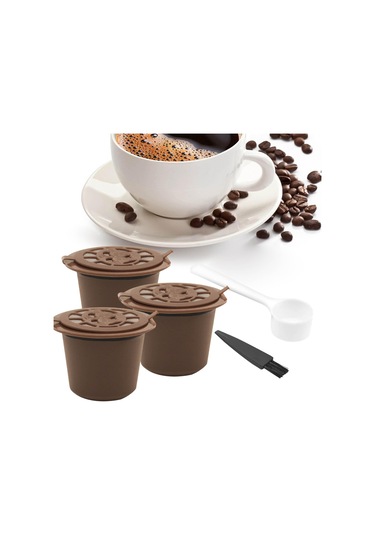 Suntek Yeniden Kullanılabilir Kahve Kapsülleri Ve Cafe Bar Style B Brown Için Kaşık Kahve Gereçleri