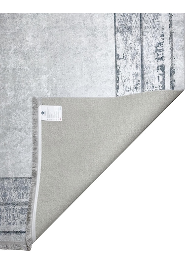 Dijital Kaymaz Yıkanabilir Modern Salon Halısı Mutfak Halısı Yolluk Balkon Halısı Ev Dekor3453 Krem - Gri