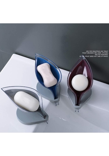 Kendinden Boşaltmalı Sabun Kutusu, Yaprak Şeklinde Sabun Boşaltma Bulaşık Dekoratif Banyo Sabunluk Mutfak İçin Sabun Kuru Tutmak 6