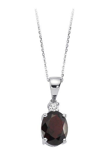 Sirius Pırlanta ve Oval Garnet Taşlı Kolye 0804P0140