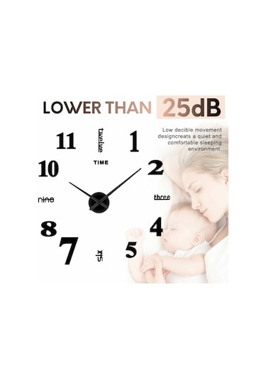 Gajeena 3d Stickerli Modern Sessiz Dıy Büyük Duvar Saati, Ev Ve Ofis Dekoru İçin, Kolay Kurulum, Akrilik Ve Eva Malzeme Çok Renkli