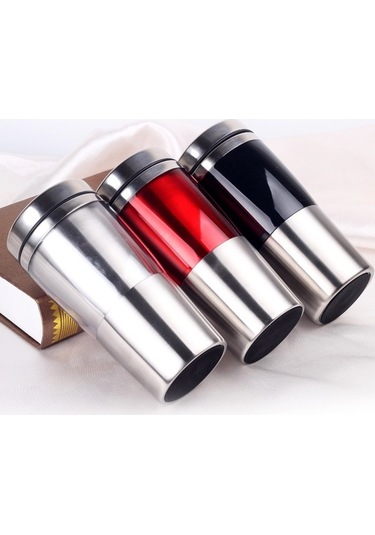 Novahub Paslanmaz Çelik 430ml Kupa Şişe, İç Yalıtımlı, İş İçin Siyah