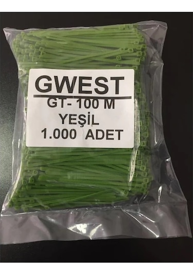 Gwest 2,5X100Mm. (10Cm.) Yeşil Renk Plastik Kablo Bağı 1000 Adet