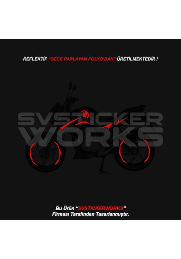 Mondial Drift L Gece Parlayan Sticker Set Paketi Jant li Kırmızı