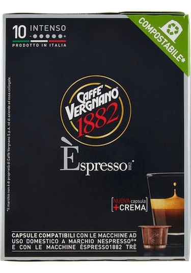 Caffe Vergnano Espresso Nespresso Uyumlu 1882 Intenso Kapsül Kahve 10 Adet