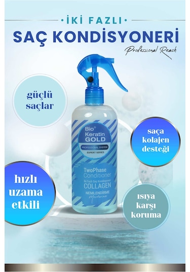 Bio Keratin Gold Kolajenli Çift Fazlı Fön Suyu 400 ML