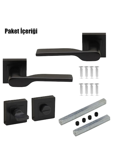 Aragon Siyah Rozetli Kapı Kolu Wc / 40mm Sessiz Wc Kapı Kilidi