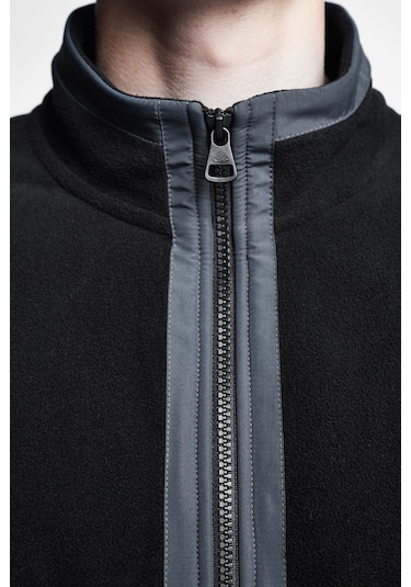Lescon Siyah Erkek Polar Fermuarlı Sweatshirt 22K-1068 Siyah