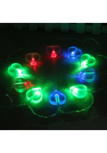 Pazly Suntek Renkli Mevsimlik Led Kalp Işıkları, Dize Dekoratif 10 Fy