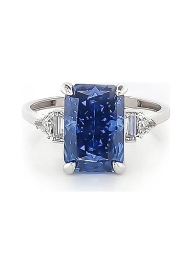 14k Altın Mavi Radyant Yüzük