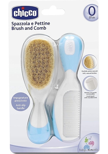 Chicco Chı-6600331 Bebek Yumuşak Fırça Tarak Seti 0 Ay+ Mavi