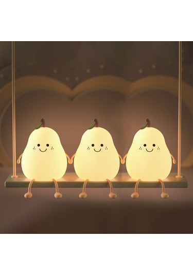 Folinda Meyve Şekilli Silikon Gece Lambası, 7 Renkli Işık, 1200mah Şarj Edilebilir, Yumuşak Dokunuş, Bebek Odası Dekoru,情侣 Hediyesi Haki