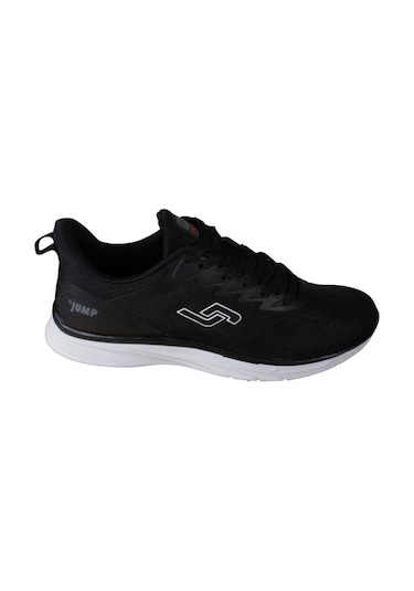 Jump Erkek Gri Siyah Fileli Memory İç Taban Sneaker Spor Ayakkabı Siyah